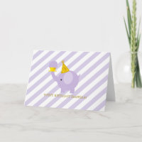 Cute Lavender Elephant Birthday