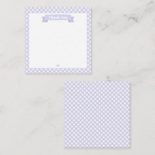 Cute Lavender Gingham Pattern Thank You Card
