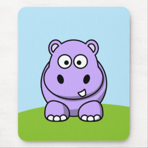 Cute Lavender Hippo Mouse Mat
