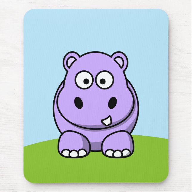 Cute Lavender Hippo Mouse Mat (Front)