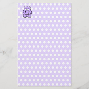 Cute Lavender Hippo Stationery