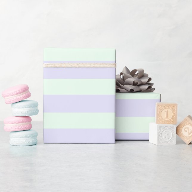 Cute Lavender & Mint Green Stripes  Wrapping Paper (Baby Shower)