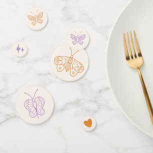 Cute Lavender & Orange Butterfly Baby Shower Confetti