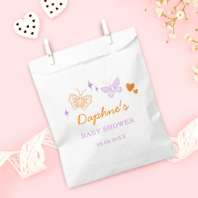 Cute Lavender & Orange Butterfly Baby Shower Favour Bags (Creator Uploaded)