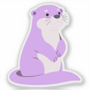 Cute Lavender Otter Kawaii Animal Illustration