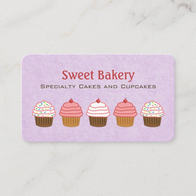 Cute Lavender Purple Cupcake Bakery Business Card (Front)