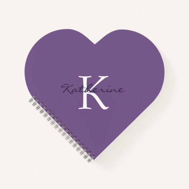Cute Lavender Purple Personalised Heart Shaped Notebook (Front)