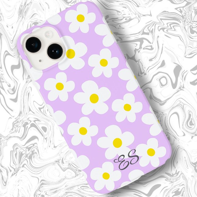 Cute lavender retro daisies floral Case-Mate iPhone case (Creator Uploaded)