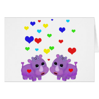Cute Lavender Rhino Rainbow Heart Rhinoceros GLBT