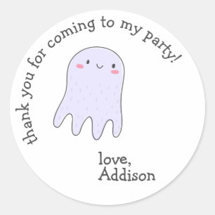 Cute Lavender Squid - Kids Birthday Thank You Classic Round Sticker