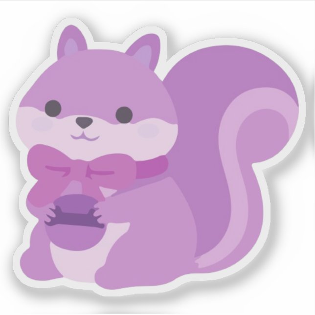 Cute Lavender Squirrel Kawaii Pastel Art (Front)