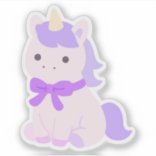Cute Lavender Unicorn Kawaii Pastel Illustration
