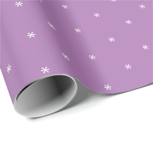 Cute lavender white tiny snowflakes minimalist wrapping paper
