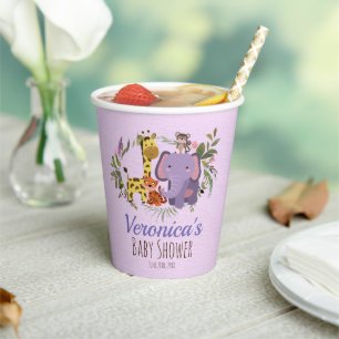 Cute LavenderJungle Safari Watercolor Baby Shower  Paper Cups