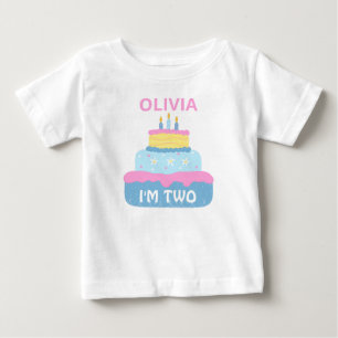 Cute Layered Birthday Girl 2 year old Personalised Baby T-Shirt