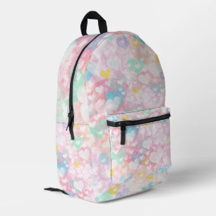 Cute Layered Hearts Pastel Colors Printed Backpack