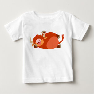Cute  Lazy Cartoon Highland Cow Baby T-Shirt