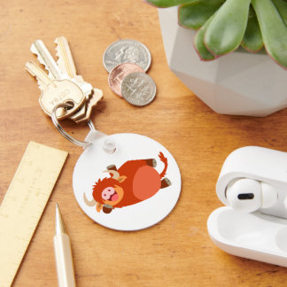 Cute Lazy Cartoon Highland Cow Keychain