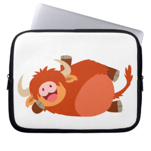 Cute Lazy Cartoon Highland Cow Laptop Sleeve