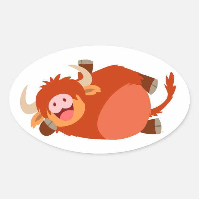 Cute  Lazy Cartoon Highland Cow Sticker (Front)