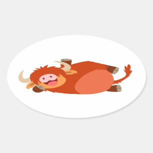 Cute  Lazy Cartoon Highland Cow Sticker