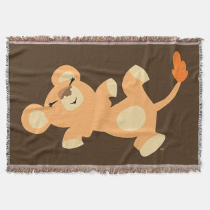 Cute Lazy Cartoon Lioness Throw Blanket