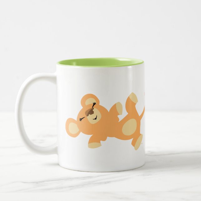Cute Lazy Cartoon Lioness Two-Tone Coffee Mug (Left)