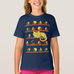 Cute Lazy Cat & Cheese-Stealing Mice T-Shirt