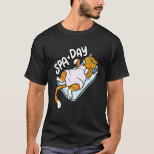 Cute Lazy Cat Spa Day Wellness   Cat Holder T-Shirt