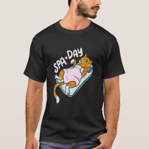 Cute Lazy Cat Spa Day Wellness  Cat Holder T-Shirt
