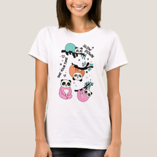 Cute Lazy Panda Cartoon – Slow Down T-Shirt