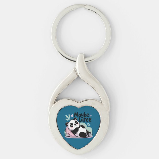 Cute Lazy Panda – “Maybe Later” Relaxing Panda Key Ring (Front)