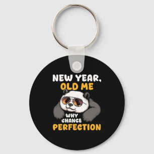 Cute Lazy Panda New Year Old Me 2026 Funny Sarcast Key Ring