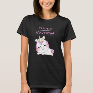 Cute Lazy Sleeping Baby Unicorn Horse To Do List N T-Shirt