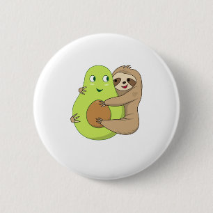 Cute Lazy Sloth Animal Avocado Lover Gift Hugging 6 Cm Round Badge