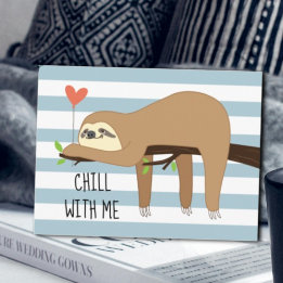 Cute, lazy sloth bear design for Valentines Day Postcard