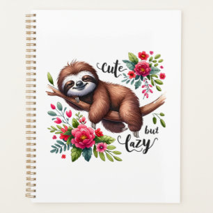 Cute Lazy Sloth Flowers Planner