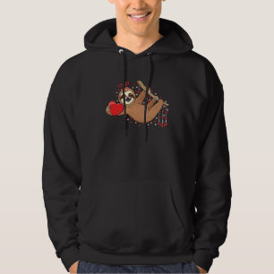 Cute lazy sloth holding heart love sloth valentine hoodie