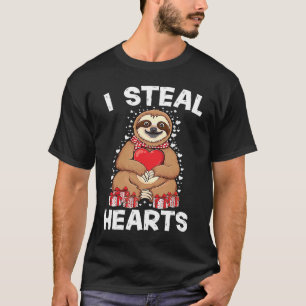 Cute lazy sloth holding heart love sloth valentine T-Shirt