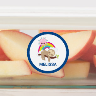 Cute Lazy Sloth with Sun & Rainbow