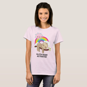 Cute Lazy Sloth with Sun & Rainbow T-Shirt