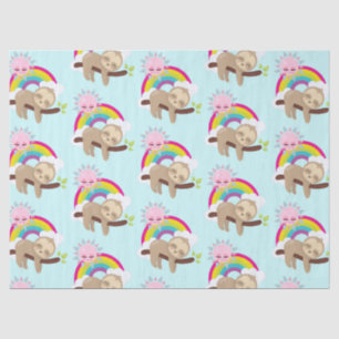 Cute Lazy Sloth with Sun & Rainbow Tissue Paper