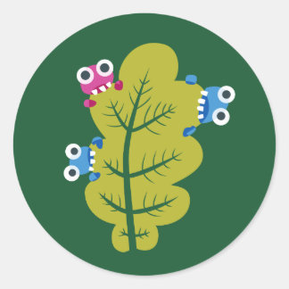 Cute Leaf Eaten By Cartoon Bugs Kids Classic Round Sticker