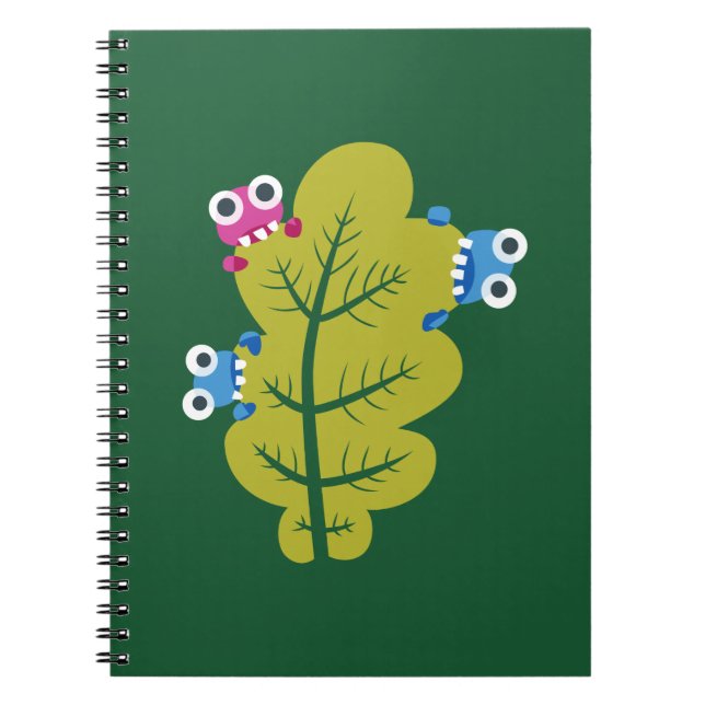 Cute Leaf Eaten By Cartoon Bugs Kids Notebook (Front)