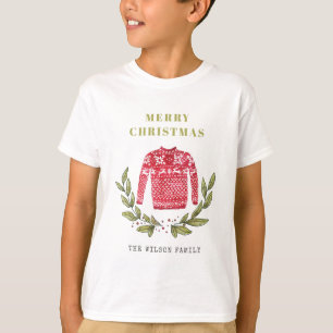 Cute Leafy Red Green Ugly Sweater Christmas Winter