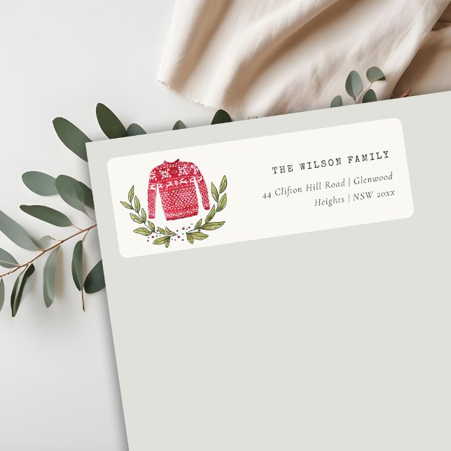 Cute  Leafy Winter Ugly Sweater Christmas Address (Creator Uploaded)