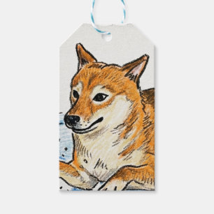 Cute "Leap Into Love" Shiba Inu Valentine's Day Gift Tags