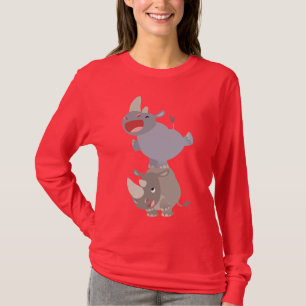 Cute Leapfrog Cartoon Rhinos Women Apparel T-Shirt