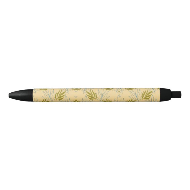 Cute leaves on pink pattern black ink pen (Front)