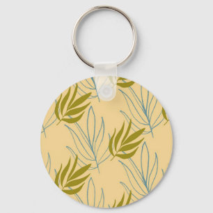 Cute leaves on pink pattern key ring